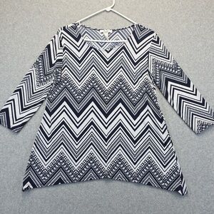 Rue Juju Blue and White Chevron Top